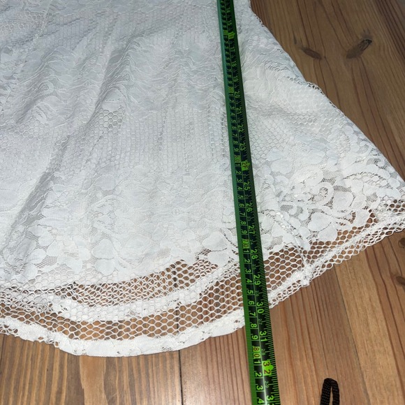 Free People‎ Women's White Lace Mini Dress Square Neck Short Sleeve Romantic - Picture 10 of 13